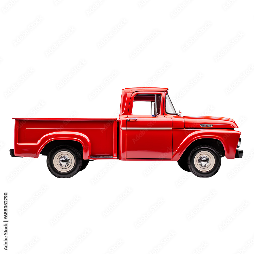 vintage red pickup truck On the png transparent background, easy to decorate projects.