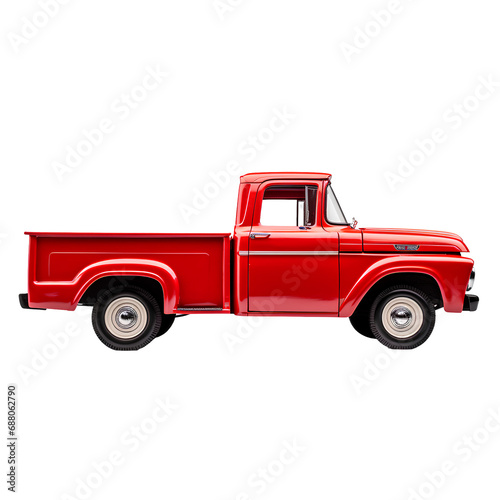 vintage red pickup truck On the png transparent background  easy to decorate projects.