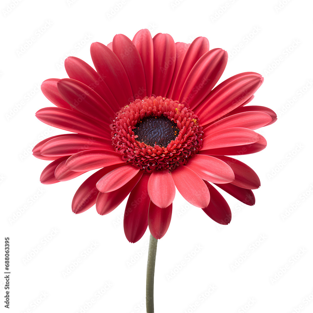 red gerber daisy on the png transparent background, easy to decorate projects.