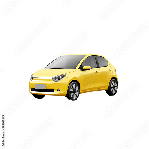 yellow small electric car On the png transparent background  easy to decorate projects.