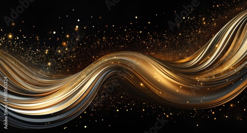 an abstract animation of gold lights on black background  glitter 
