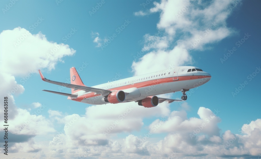 an airplane flying in the blue sky, an airplane flying in the blue sky,