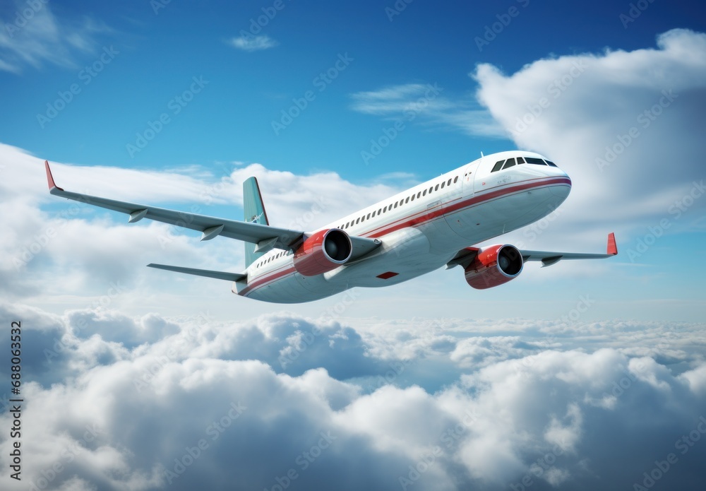an airplane flying in the blue sky, an airplane flying in the blue sky,