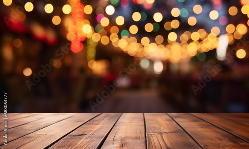 old Wooden  board empty table in front of blurred bokeh natural background  brown wood  display products wood table