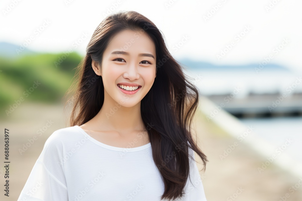 portrait of an asian woman on the beach portrait of an asian woman on the beach