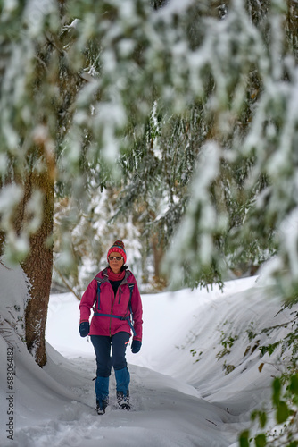 nice senior woman  hiking i...