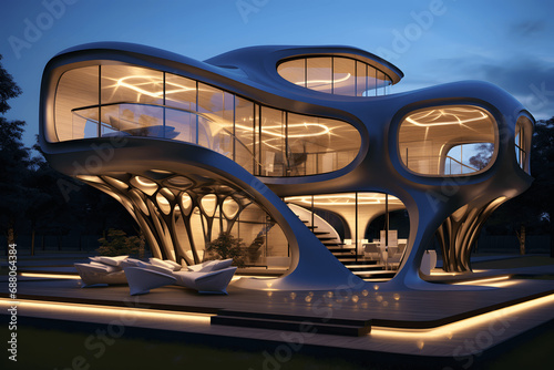 Innovative Architecture  A Futuristic Building with Multiple Windows  Redefining Fashion in House Design. 