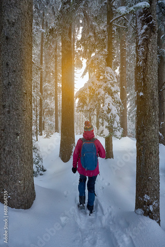 nice senior woman  hiking i...