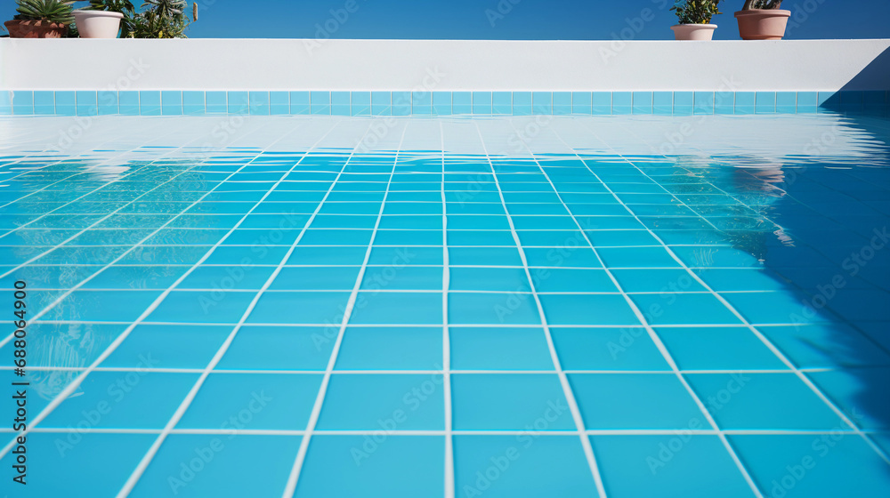Elegance Unveiled: Detail Shot of the Uniformly Colored Tiles in a Serene Swimming Pool