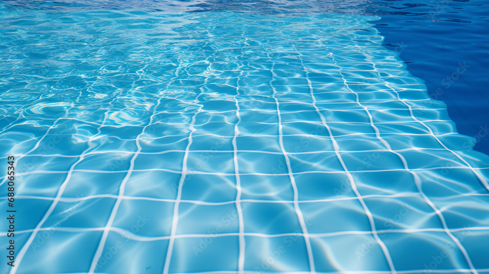 Monochrome Harmony: A Detailed Look at the Uniform Tiled Surface of a Serene Swimming Pool