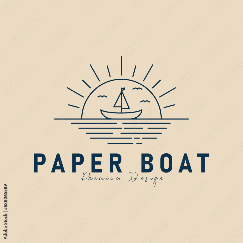 paper boat logo line art minimalist vector illustration design paper boat logo line art minimalist vector illustration design