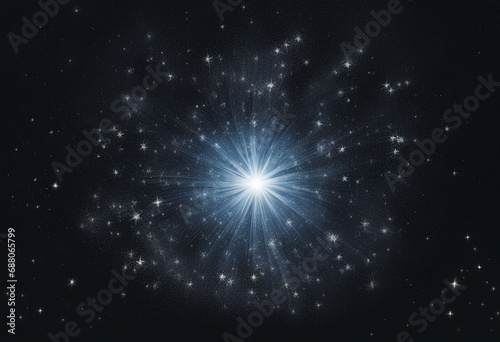Shower of stars with the Bethelem star in the centre. Nativity star.