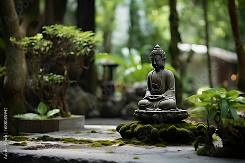 Serene Religious Garden  religion  meditation space  arranged elements  beauty