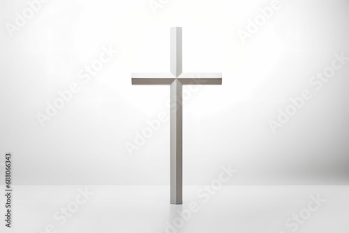 Soft Focus Cross Tranquility, high-key photograph, white background, contemplation, religious symbol