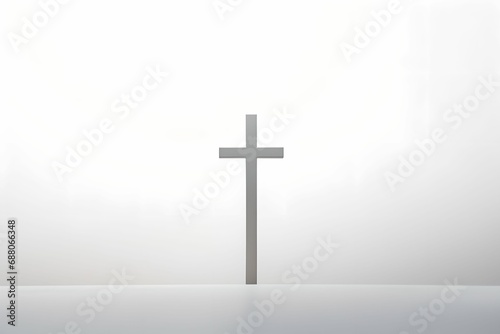 Soft Focus Cross Tranquility, high-key photograph, white background, contemplation, religious symbol