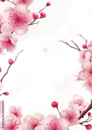 Pink vector frame with foliage pattern background with flora and flower © SyahCreation