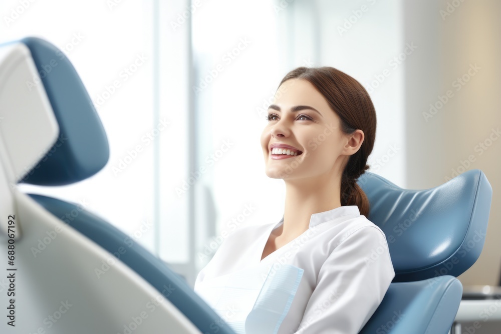 Dentist Listening to Patient About Toothache in Modern Dental Office. Portrait of Female Dentist in Clinic Chair Engaged In Patient Consultation About Dental Health