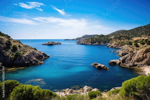 Cap De Creus Natural Park - Beautiful Sea Landscape at Eastern Point of Spain, Girona Province, Catalonia. Tourist Destination, Costa Brava on Sunny Summer Day photo