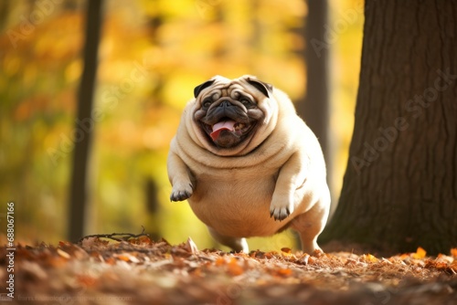 Charming Fat Pug - A Cheerful Overweight Dog with a Humorous Persona
