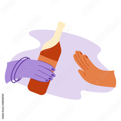 Alcohol addiction concept. Cartoon flat vector illustration