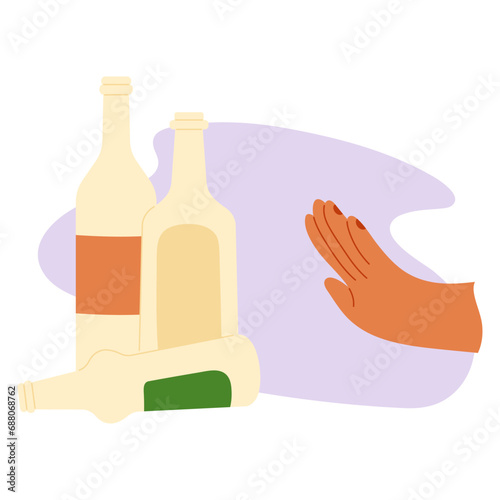 Alcohol addiction concept. Cartoon flat vector illustration