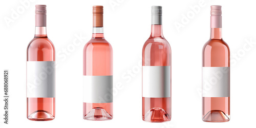 Rosé wine bottle on transparent background or PNG file made with Ai generative technology
