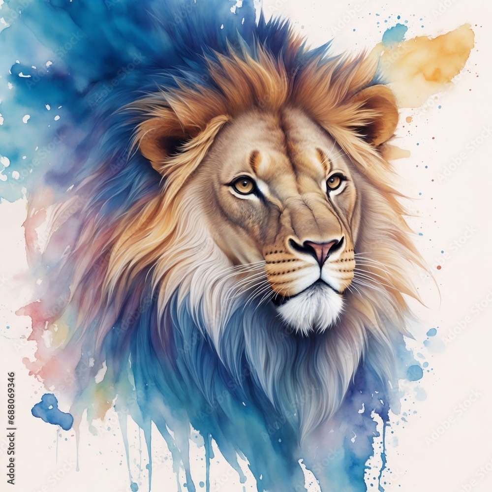 Lion Aquarela art
