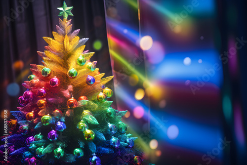 Christmas tree tree colored rainbow.