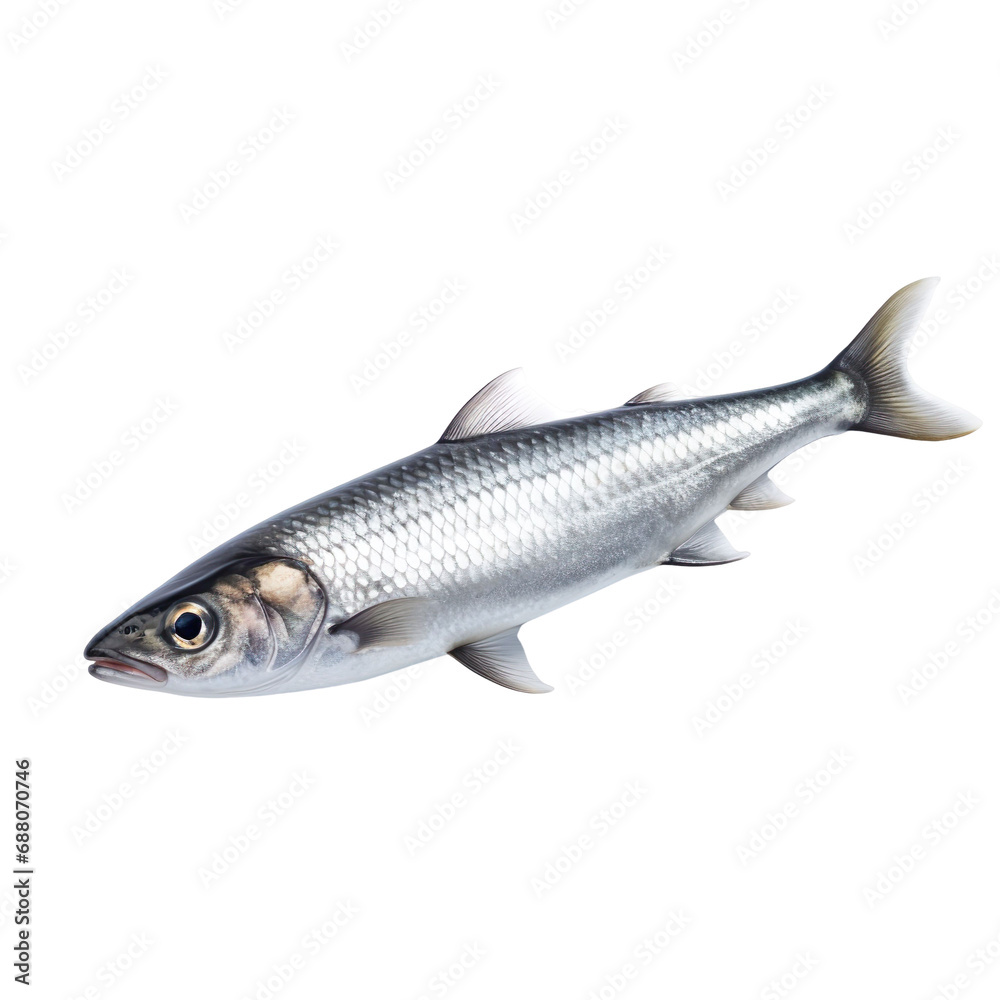 side view of Herring fish swimming isolated on a white transparent background side view of Herring fish swimming isolated on a white transparent background