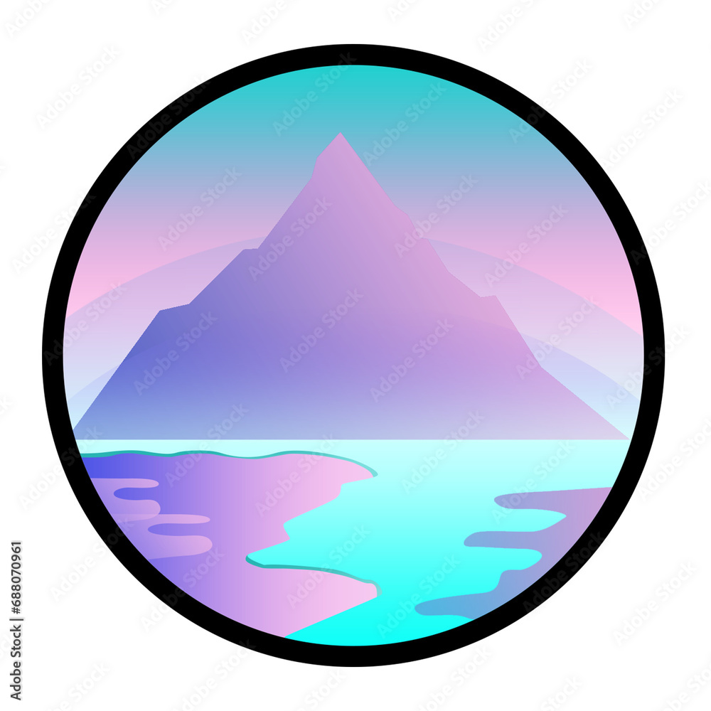bright color mountain logo design