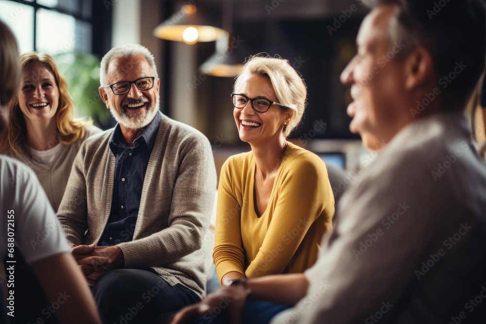 Elderly people in conversation, discussing finance and planning with a senior financial advisor. Elderly people in conversation, discussing finance and planning with a senior financial advisor.