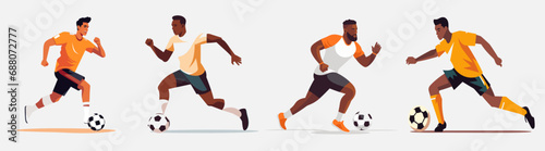 Soccer players vector illustration set