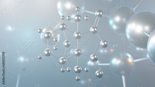 cantharidin molecular structure, 3d model molecule, molluscum contagiosum, structural chemical formula view from a microscope photo