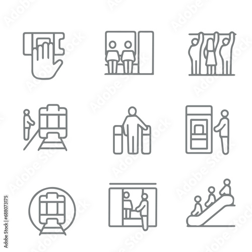 set of train and metro icons 