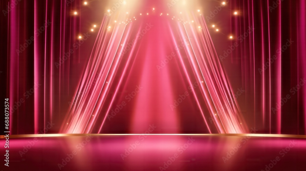 Pink Maroon Golden Curtain Stage Award Background. 