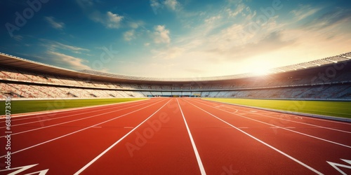 Miles of running track with stadium background © sambath