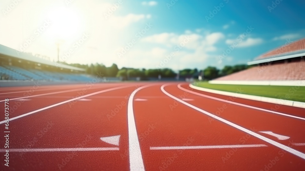 Sports venue track, close-up, daytime, simple picture, sports meeting elements