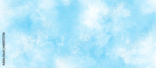 fresh and shiny Cloudy sky background with beautiful natural landscapes, blue sky with white cumulus clouds and watercolor shades, panorama blue sky vector illustration soft blue watercolor.