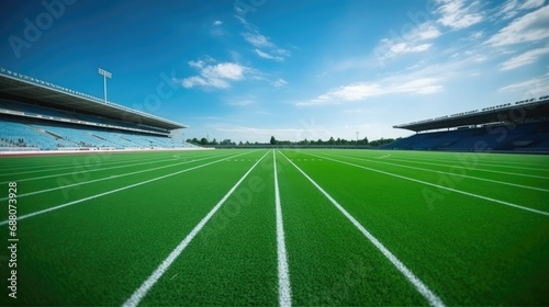 Wide Angle stadium plastic track green field