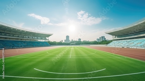 Wide Angle stadium plastic track green field 