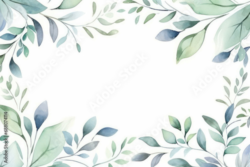 Background leaves watercolor summer spring floral botanical nature