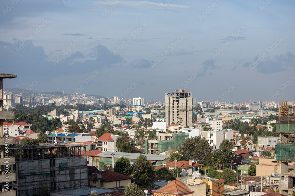 High angle view of Addis Ababa, capital city of Ethiopia. High angle view of Addis Ababa, capital city of Ethiopia.