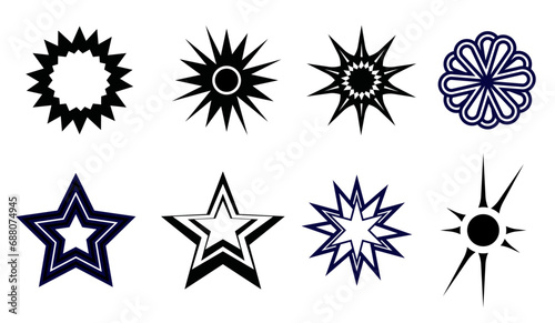 Minimalist silhouette stars icon  twinkle star shape symbols. Modern geometric elements  shining star icons  abstract sparkle black silhouettes symbol .Star icon Template. Stars line art icon. Sparkle