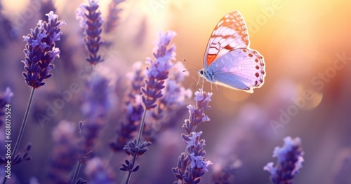 Lavender field  bokeh and butterfly