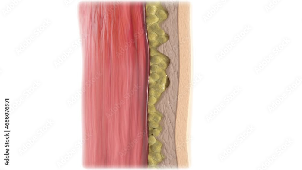 3D cross section show fat burning under the skin