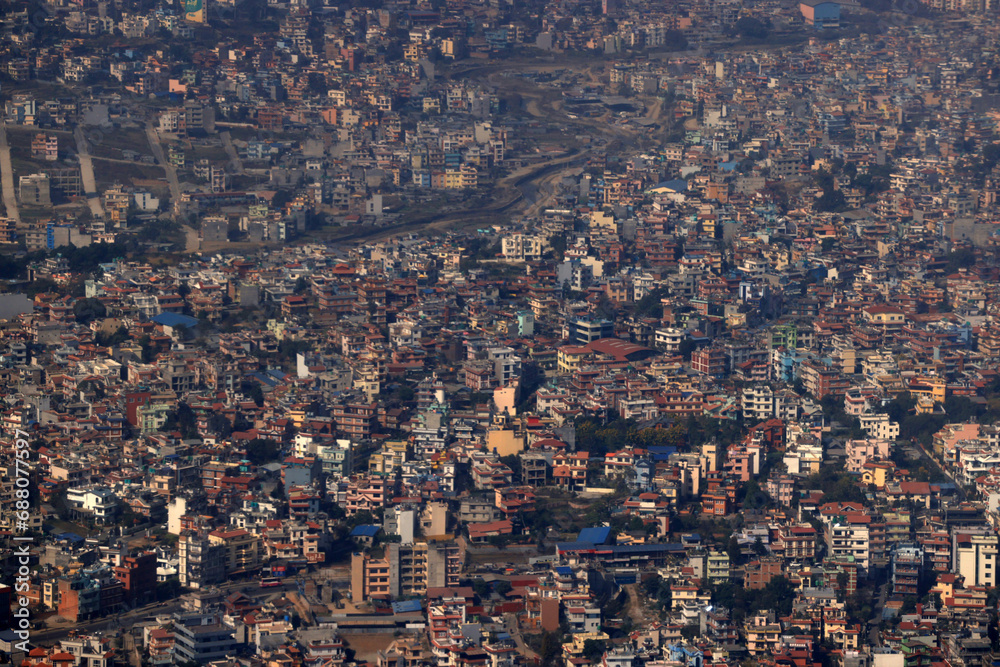 Drone view of Kathmandu Nepal in 2023 on November