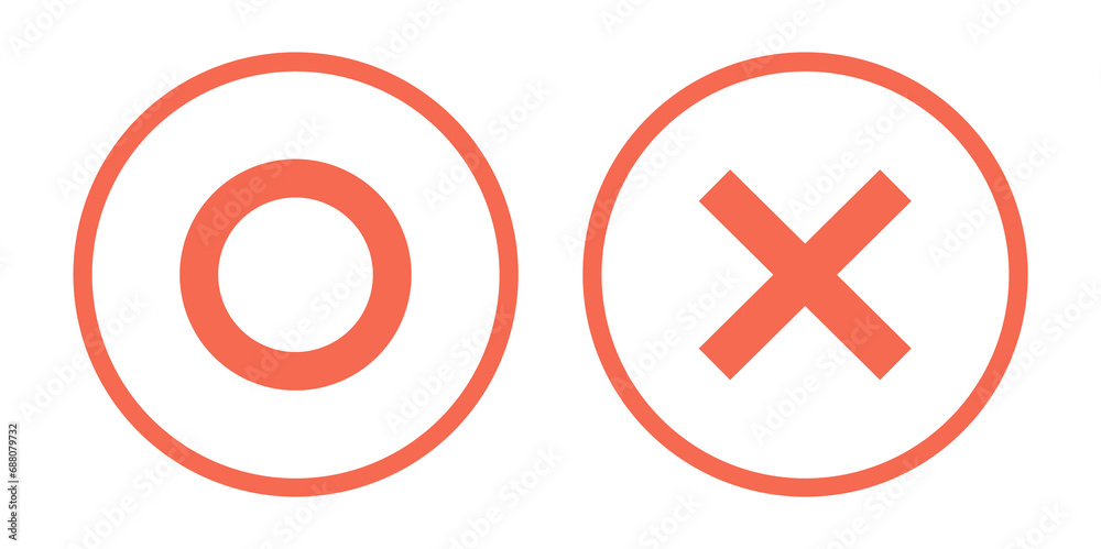 Fototapeta premium 赤色｜丸マークとバツマーク