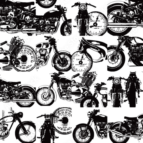 An old motorcycle with an impressive pattern,