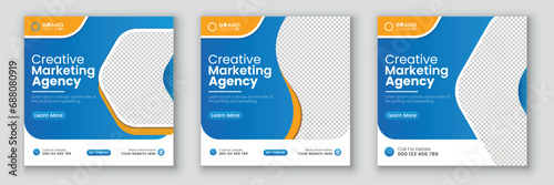 Digital marketing agency social media post design template. Creative Corporate Business marketing agency promotion social media post template.