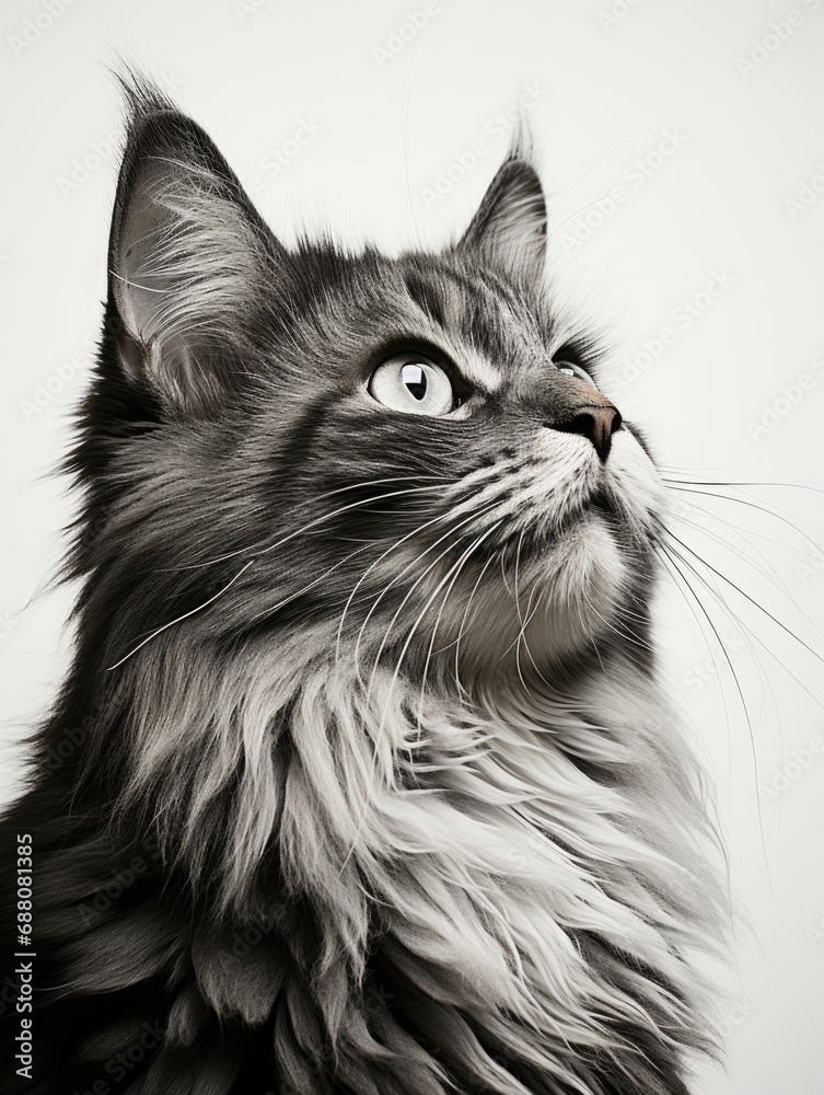 A black and white photo of a cat. A black and white photo of a cat.